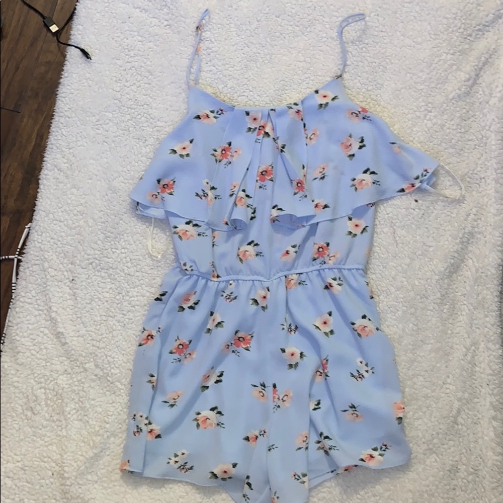 E&M Flowered Blue Romper